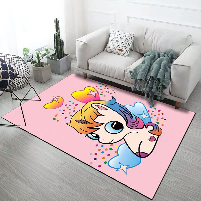 Romantic Multicolor Animal Print Rug Polypropylene Cartoon Area Rug Washable Stain Resistant Anti-Slip Carpet for Kids Room Pink Clearhalo 'Area Rug' 'Rug' 2106313