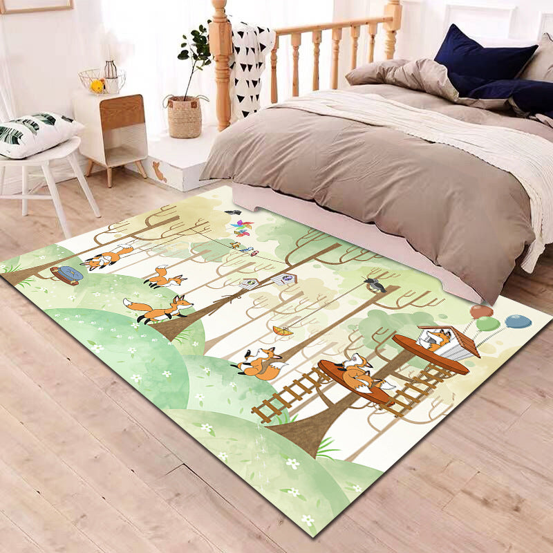 Multi-Colored Cartoon Rug Synthetics Animal Land Pattern Rug Anti-Slip Backing Machine Washable Pet Friendly Area Carpet for Baby Room Green Clearhalo 'Area Rug' 'Rug' 2106316