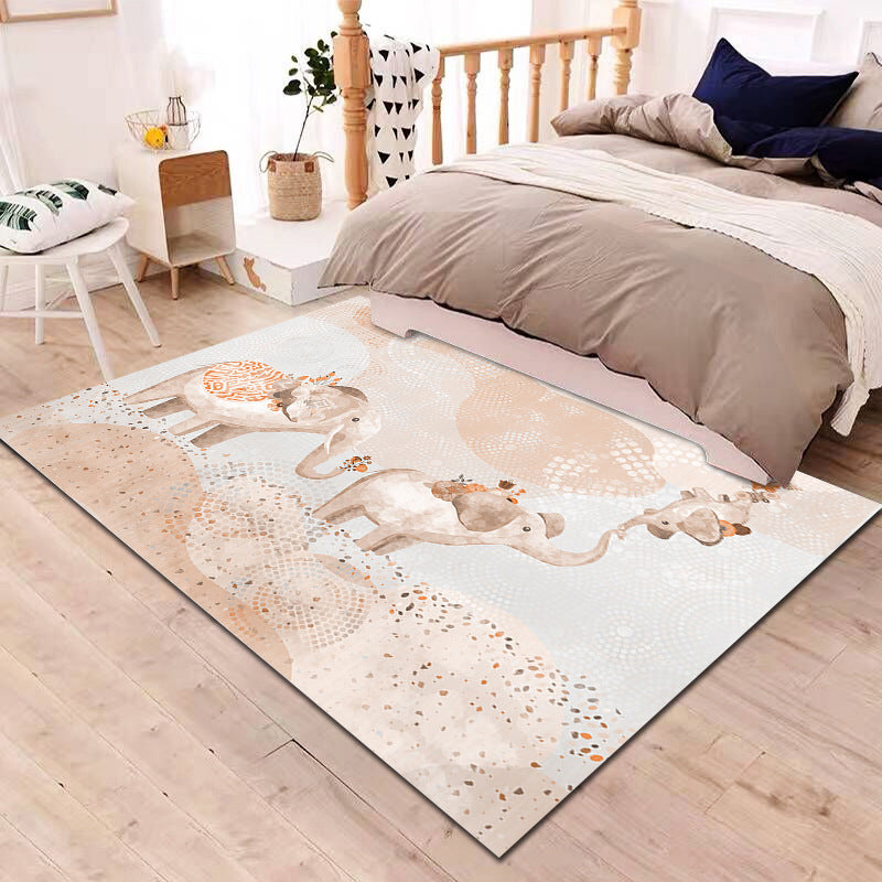 Multi-Colored Cartoon Rug Synthetics Animal Land Pattern Rug Anti-Slip Backing Machine Washable Pet Friendly Area Carpet for Baby Room Light Gray Clearhalo 'Area Rug' 'Rug' 2106317