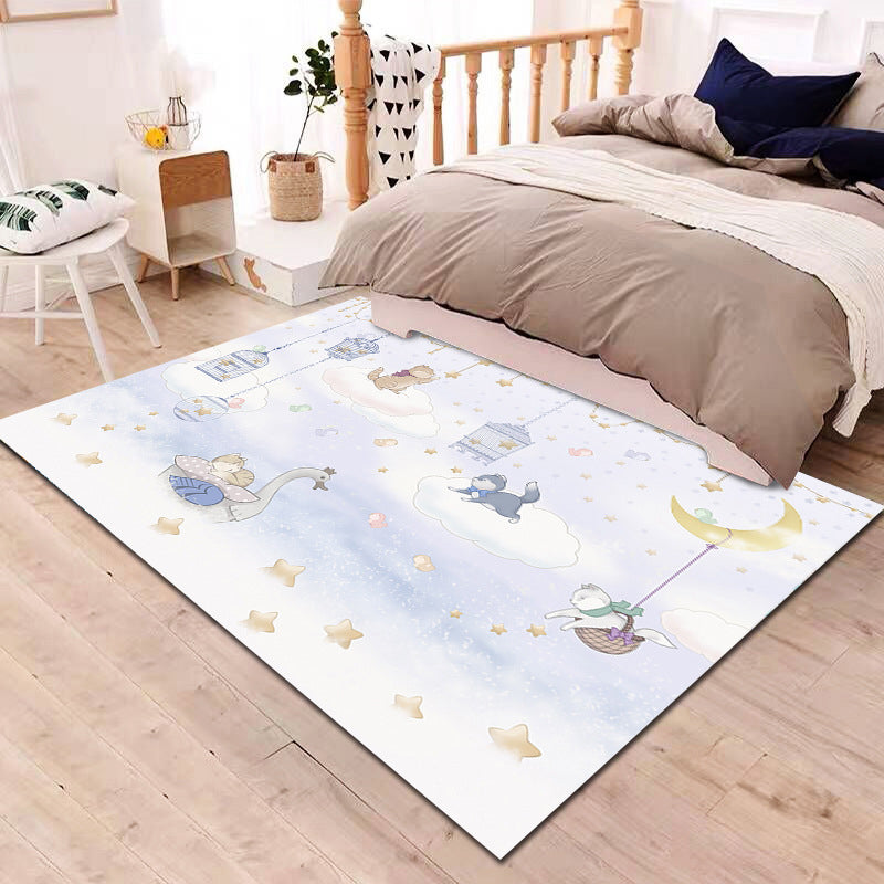 Multi-Colored Cartoon Rug Synthetics Animal Land Pattern Rug Anti-Slip Backing Machine Washable Pet Friendly Area Carpet for Baby Room Purple-White Clearhalo 'Area Rug' 'Rug' 2106318