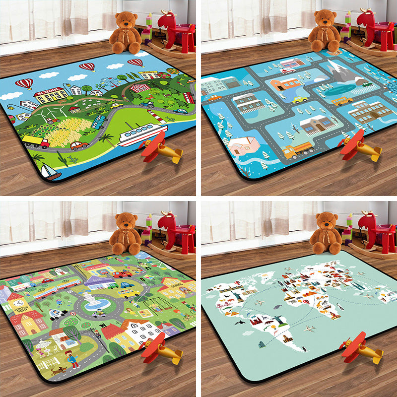 Learning Kids Rug Multi Color Navigation Map Rug Pet Friendly Washable Anti-Slip Backing Carpet for Childrens Room Clearhalo 'Area Rug' 'Rug' 2106322