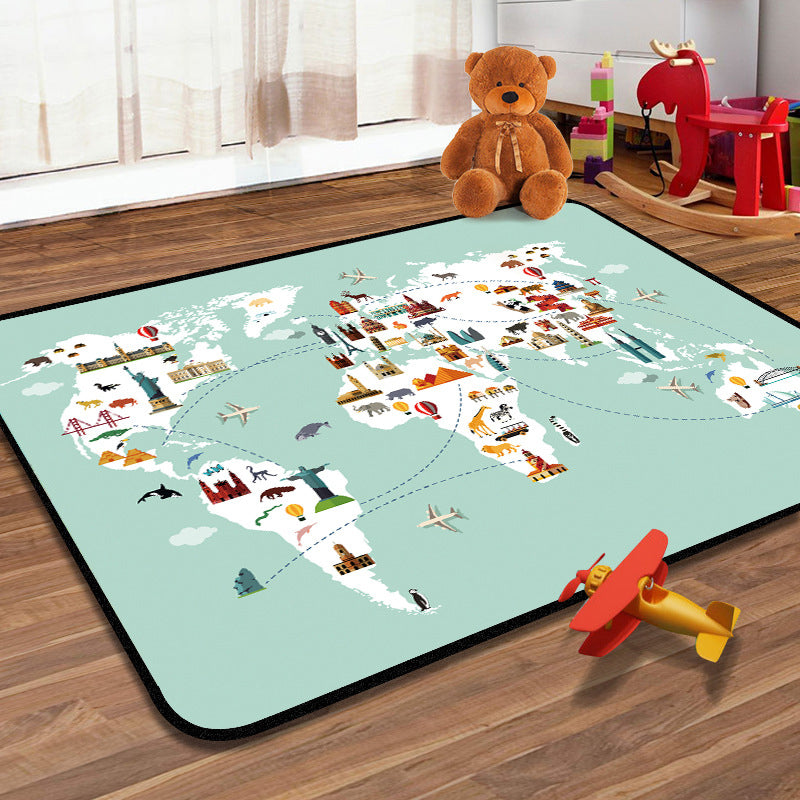 Learning Kids Rug Multi Color Navigation Map Rug Pet Friendly Washable Anti-Slip Backing Carpet for Childrens Room Light Green Clearhalo 'Area Rug' 'Rug' 2106323
