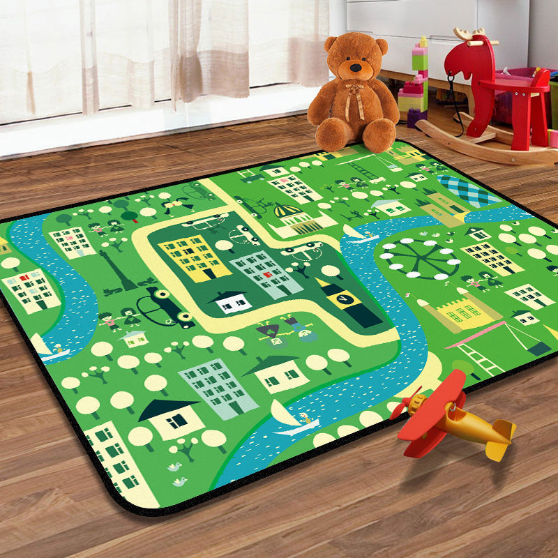 Learning Kids Rug Multi Color Navigation Map Rug Pet Friendly Washable Anti-Slip Backing Carpet for Childrens Room Green Clearhalo 'Area Rug' 'Rug' 2106326