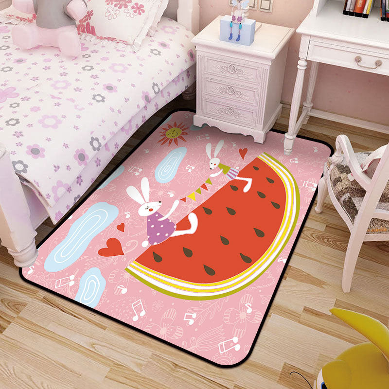Childrens Art Drawing Print Rug Multi-Color Synthetics Rug Anti-Slip Pet Friendly Machine Washable Carpet for Nursery Pink Clearhalo 'Area Rug' 'Rug' 2106333