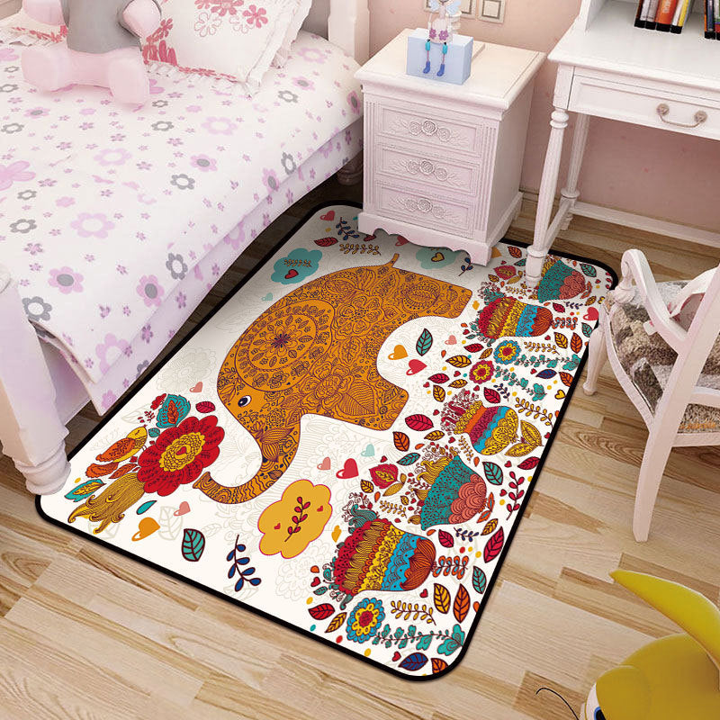 Childrens Art Drawing Print Rug Multi-Color Synthetics Rug Anti-Slip Pet Friendly Machine Washable Carpet for Nursery Yellow Clearhalo 'Area Rug' 'Rug' 2106334