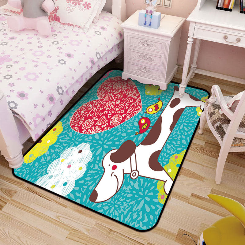 Childrens Art Drawing Print Rug Multi-Color Synthetics Rug Anti-Slip Pet Friendly Machine Washable Carpet for Nursery Lake Blue Clearhalo 'Area Rug' 'Rug' 2106336