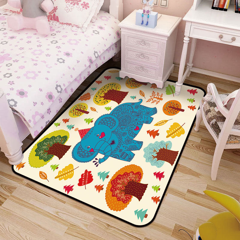 Childrens Art Drawing Print Rug Multi-Color Synthetics Rug Anti-Slip Pet Friendly Machine Washable Carpet for Nursery Blue Clearhalo 'Area Rug' 'Rug' 2106337