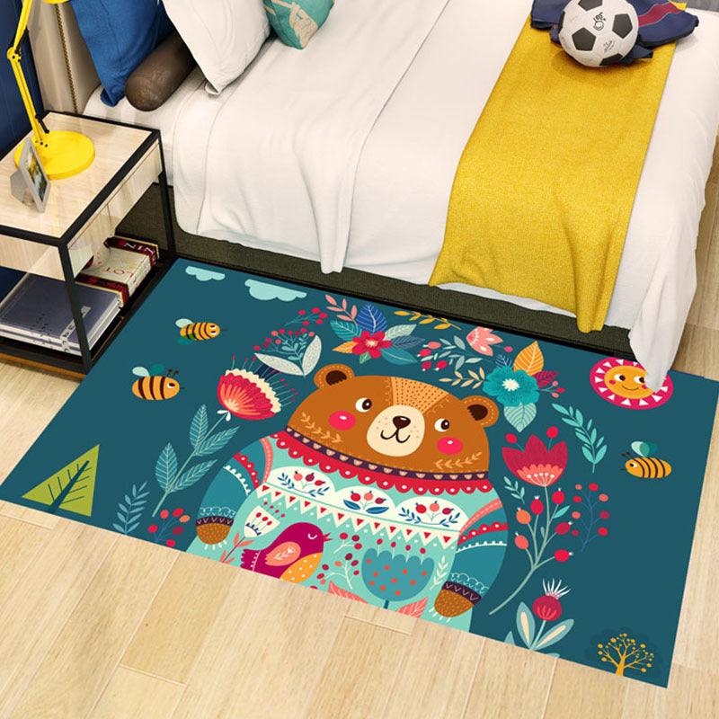 Adorable Multicolor Kids Rug Polypropylene Cartoon Carpet Pet Friendly Anti-Slip Stain Resistant Rug for Kids Bedroom Dark Green Clearhalo 'Area Rug' 'Rug' 2106338