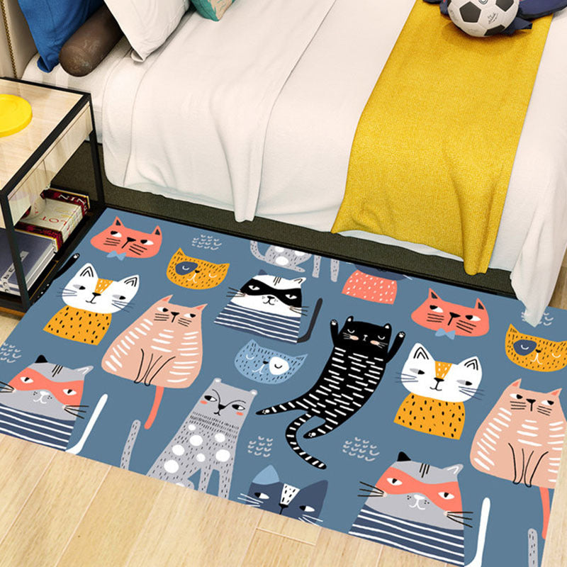 Adorable Multicolor Kids Rug Polypropylene Cartoon Carpet Pet Friendly Anti-Slip Stain Resistant Rug for Kids Bedroom Purplish Blue Clearhalo 'Area Rug' 'Rug' 2106343