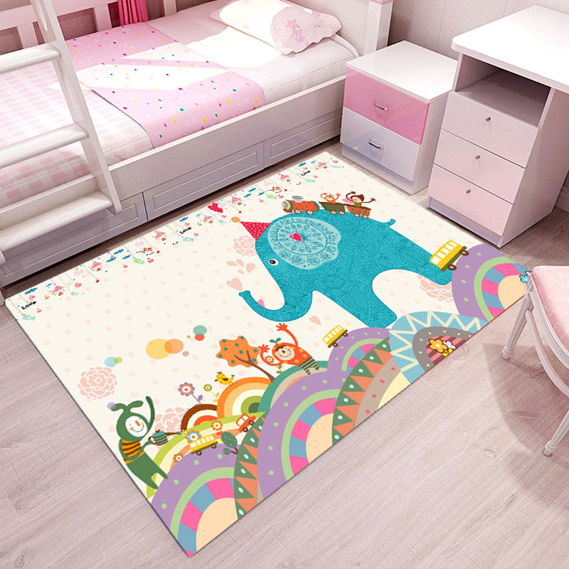 Multi-Colored Cartoon Area Rug Polyester Educational Pattern Rug Pet Friendly Stain Resistant Anti-Slip Carpet for Child Bedroom White Clearhalo 'Area Rug' 'Rug' 2106344