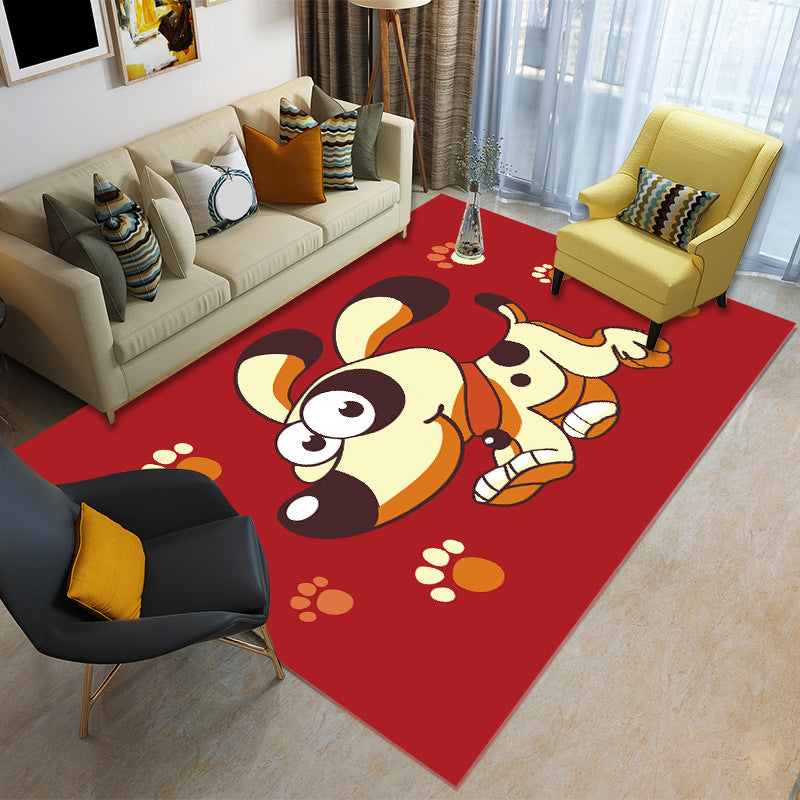Childhood Multi-Color Cartoon Rug Polypropylene Animal Carpet Non-Slip Backing Stain Resistant Washable Rug for Baby Room Red Clearhalo 'Area Rug' 'Rug' 2106362