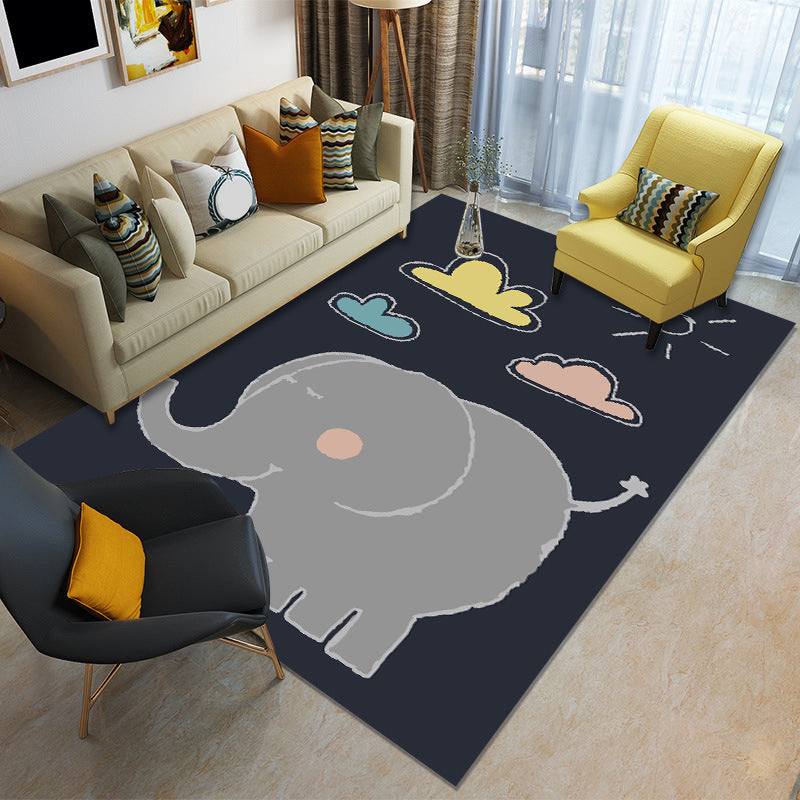 Childhood Multi-Color Cartoon Rug Polypropylene Animal Carpet Non-Slip Backing Stain Resistant Washable Rug for Baby Room Grey Clearhalo 'Area Rug' 'Rug' 2106363