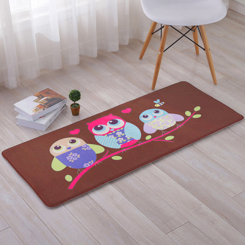 Lovely Multicolor Animal Patterned Rug Synthetics Kids Carpet Washable Stain Resistant Non-Slip Rug for Bedroom Coffee 1'8