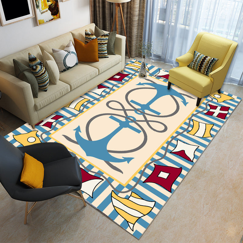 Cartoon Boys Bedroom Rug Multi-Colored Spacecraft Pattern Rug Polyester Stain Resistant Anti-Slip Backing Pet Friendly Rug Yellow Clearhalo 'Area Rug' 'Rug' 2106376