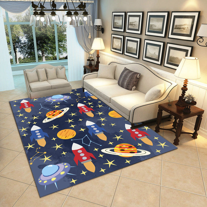 Cartoon Boys Bedroom Rug Multi-Colored Spacecraft Pattern Rug Polyester Stain Resistant Anti-Slip Backing Pet Friendly Rug Red Clearhalo 'Area Rug' 'Rug' 2106380