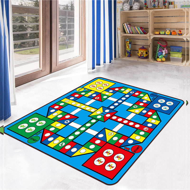 Kids Game Rug Multi Color Polypropylene Area Carpet Pet Friendly Non-Slip Washable Rug for Childrens Bedroom Blue Clearhalo 'Area Rug' 'Rug' 2106389