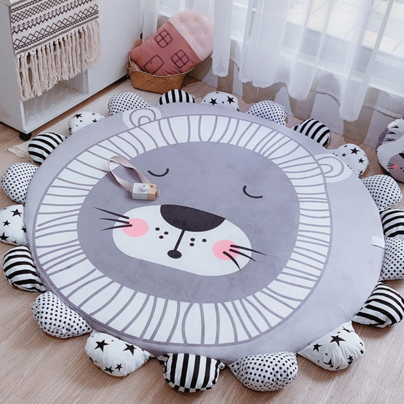 Floral Multi Colored Cartoon Rug Polyester Animal Patterned Rug Washable Stain Resistant Anti-Slip Backing Rug for Baby Room Clearhalo 'Area Rug' 'Rug' 2106400