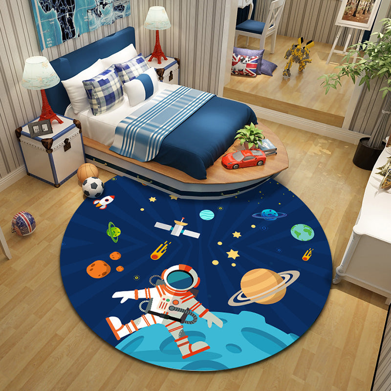 Cartoon Character Indoor Rug Multi Colored Polyester Carpet Stain Resistant Non-Slip Backing Pet Friendly Rug for Child Room Navy Clearhalo 'Area Rug' 'Rug' 2106425