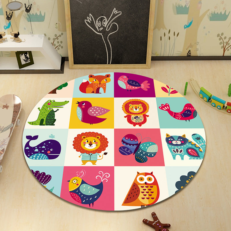 Cartoon Character Indoor Rug Multi Colored Polyester Carpet Stain Resistant Non-Slip Backing Pet Friendly Rug for Child Room Pink Clearhalo 'Area Rug' 'Rug' 2106427