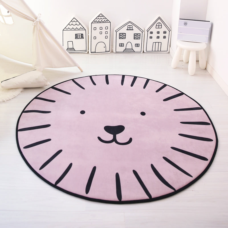 Multi-Color Animal Rug Cotton Kids Style Rug Easy Care Anti-Slip Backing Carpet for Playroom Purple-Pink Clearhalo 'Area Rug' 'Rug' 2106430
