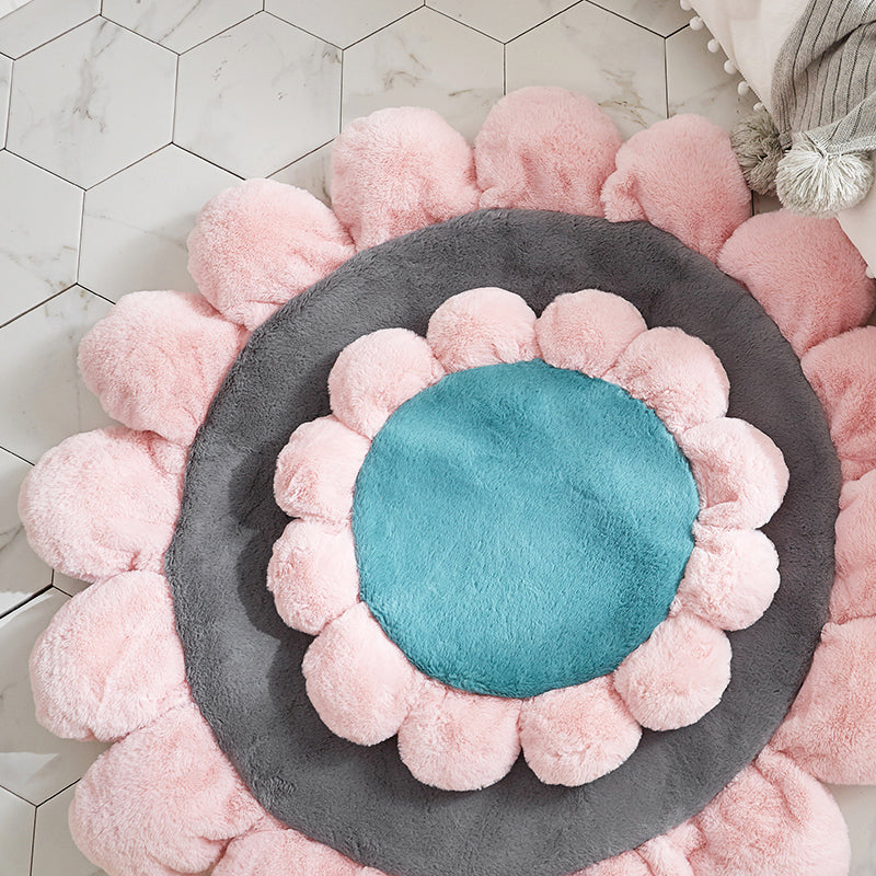 Sunflower Shaped Plain Rug Multi-Color Kids Rug Polypropylene Pet Friendly Anti-Slip Backing Stain Resistant Rug for Baby Girl Room Clearhalo 'Area Rug' 'Rug' 2106437