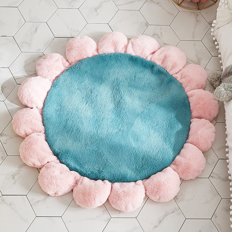Sunflower Shaped Plain Rug Multi-Color Kids Rug Polypropylene Pet Friendly Anti-Slip Backing Stain Resistant Rug for Baby Girl Room Green Clearhalo 'Area Rug' 'Rug' 2106439