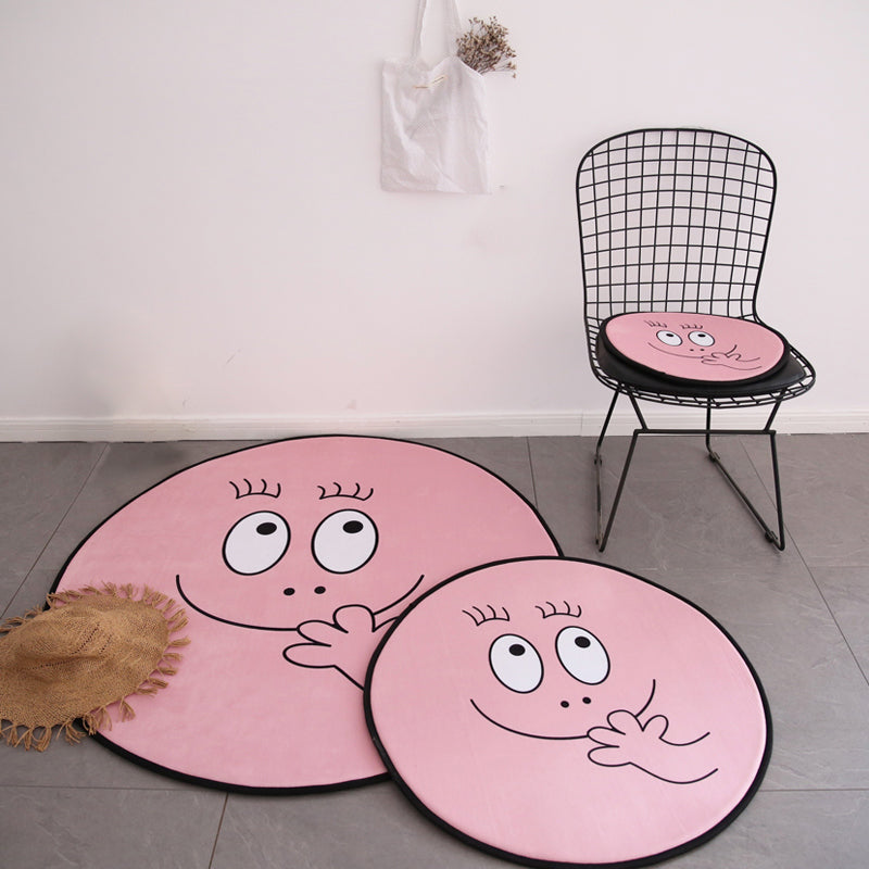 Pink Baby Room Rug Nordic Face Expression Sketch Rug Synthetics Pet Friendly Washable Non-Slip Backing Area Carpet Clearhalo 'Area Rug' 'Rug' 2106445