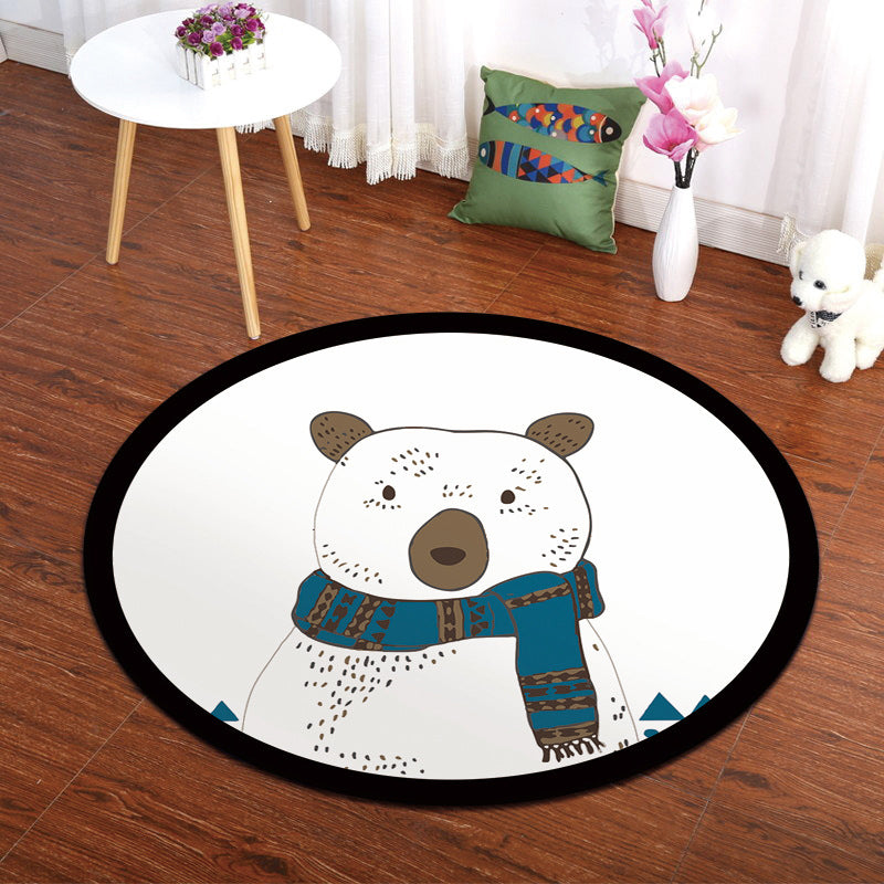 Kids Animal Portrait Patterned Rug Multi Colored Polypropylene Rug Stain Resistant Anti-Slip Backing Washable Area Carpet for Home Decor White Clearhalo 'Area Rug' 'Rug' 2106447