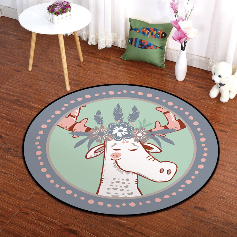 Kids Animal Portrait Patterned Rug Multi Colored Polypropylene Rug Stain Resistant Anti-Slip Backing Washable Area Carpet for Home Decor Green Clearhalo 'Area Rug' 'Rug' 2106448