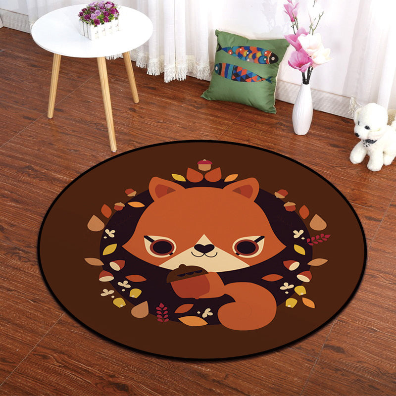 Kids Animal Portrait Patterned Rug Multi Colored Polypropylene Rug Stain Resistant Anti-Slip Backing Washable Area Carpet for Home Decor Brown Clearhalo 'Area Rug' 'Rug' 2106449