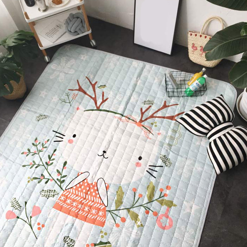 Multi-Colored Animal Patterned Rug Polyester Kids Rug Machine Washable Anti-Slip Backing Stain Resistant Carpet for Childrens Room Light Green Clearhalo 'Area Rug' 'Rug' 2106465