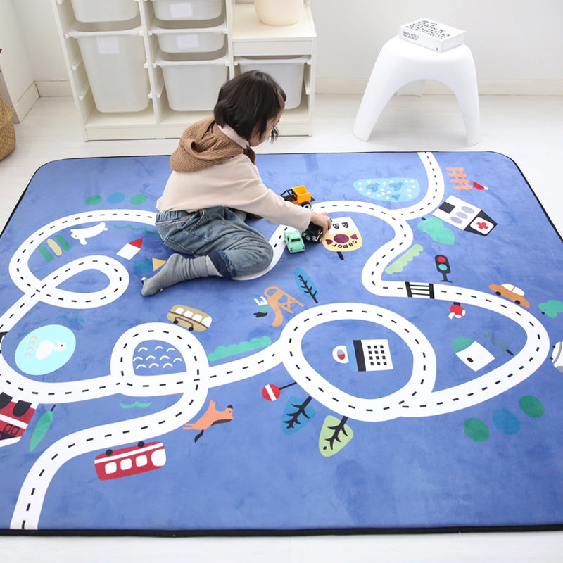 Educational Traffic Play Rug Multicolor Kids Rug Cotton Machine Washable Anti-Slip Backing Pet Friendly Carpet for Boys Room Clearhalo 'Area Rug' 'Rug' 2106481