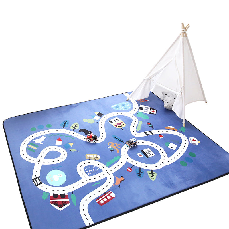 Educational Traffic Play Rug Multicolor Kids Rug Cotton Machine Washable Anti-Slip Backing Pet Friendly Carpet for Boys Room Clearhalo 'Area Rug' 'Rug' 2106485