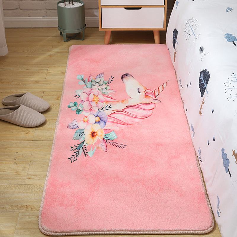 Kids Bedroom Area Rug Multi Colored Animal Sketch Rug Cotton Machine Wash Carpet Peach Clearhalo 'Area Rug' 'Rug' 2106499