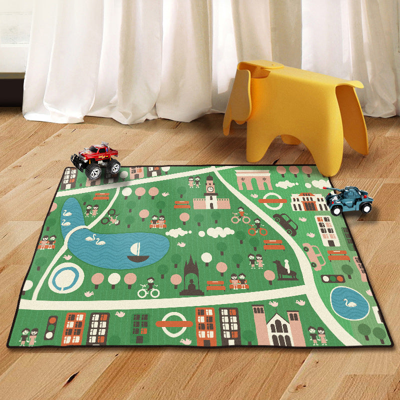 Learn and Play Kids Indoor Rug Multi Color City Traffic Carpet Washable Pet Friendly Anti-Slip Backing Rug for Boys Room Clearhalo 'Area Rug' 'Rug' 2106504