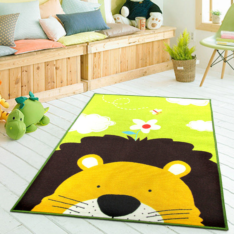 Cartoon Kindergarten Area Rug Multi Colored Animal Pattern Rug Polypropylene Non-Slip Backing Pet Friendly Washable Rug Clearhalo 'Area Rug' 'Rug' 2106511