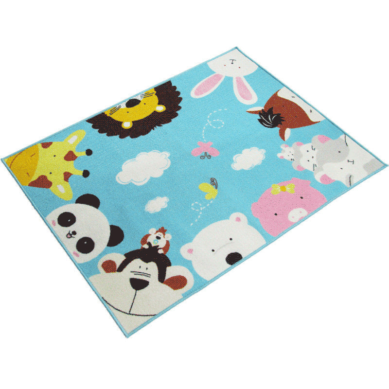 Cartoon Kindergarten Area Rug Multi Colored Animal Pattern Rug Polypropylene Non-Slip Backing Pet Friendly Washable Rug Clearhalo 'Area Rug' 'Rug' 2106515