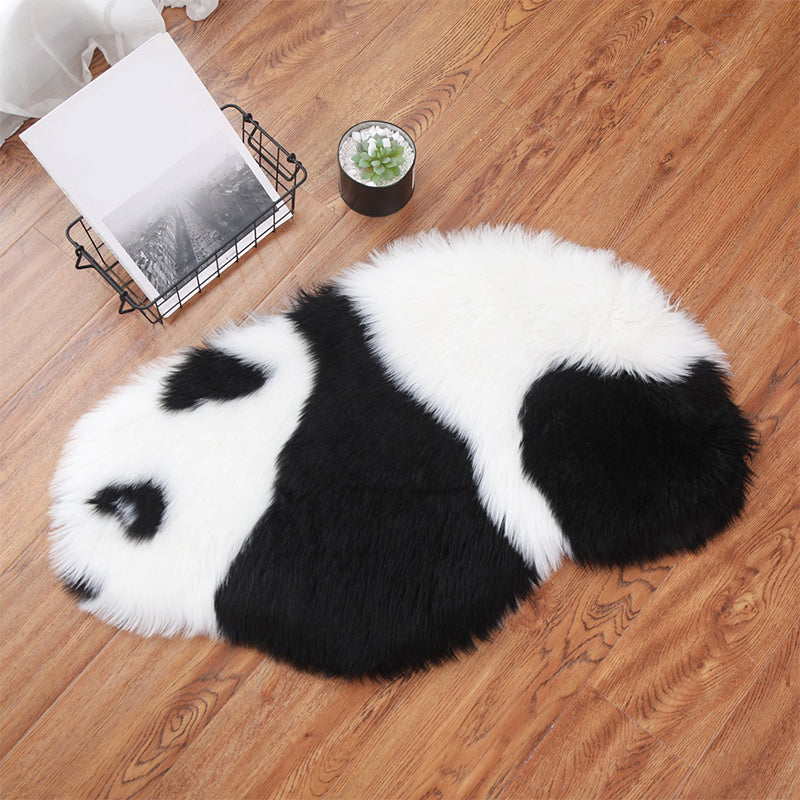 Cutest Panda Print Rug Black and White Kids Rug Polyester Stain Resistant Machine Washable Anti-Slip Backing Carpet for Bedroom Black-White 1'5