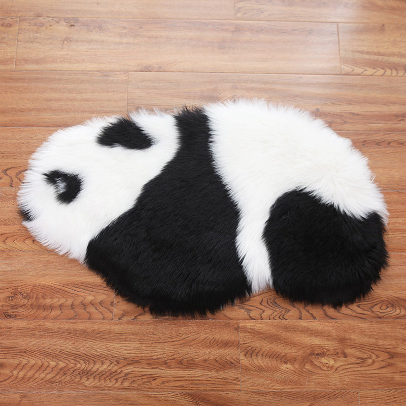Cutest Panda Print Rug Black and White Kids Rug Polyester Stain Resistant Machine Washable Anti-Slip Backing Carpet for Bedroom Clearhalo 'Area Rug' 'Rug' 2106590