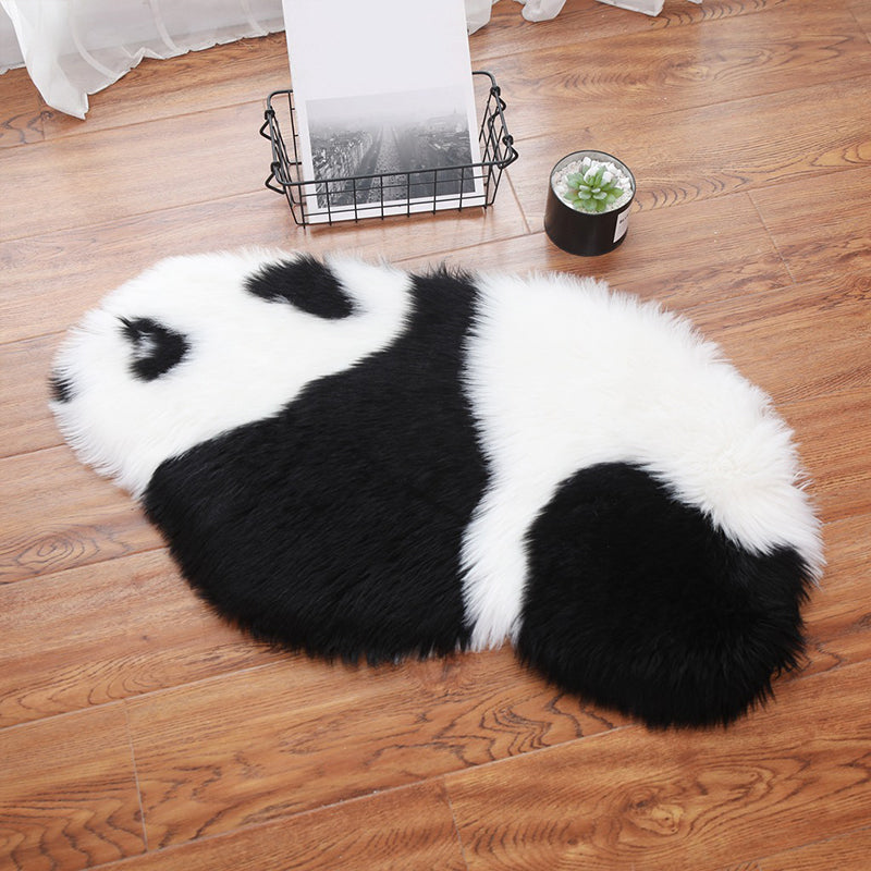 Cutest Panda Print Rug Black and White Kids Rug Polyester Stain Resistant Machine Washable Anti-Slip Backing Carpet for Bedroom Clearhalo 'Area Rug' 'Rug' 2106592