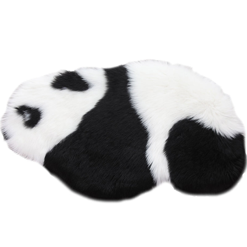 Cutest Panda Print Rug Black and White Kids Rug Polyester Stain Resistant Machine Washable Anti-Slip Backing Carpet for Bedroom Clearhalo 'Area Rug' 'Rug' 2106593