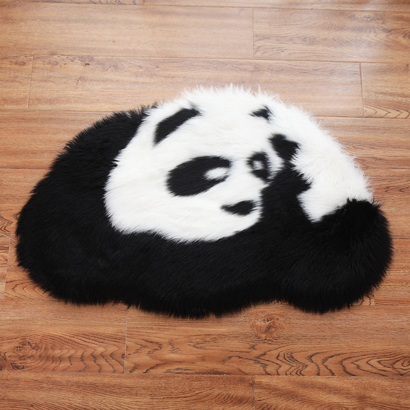 Fluffy Kids Rug Black and White Panda Pet Friendly Washable Anti-Slip Backing Rug for Child Room Clearhalo 'Area Rug' 'Rug' 2106595