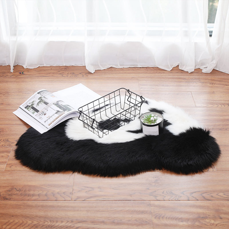 Fluffy Kids Rug Black and White Panda Pet Friendly Washable Anti-Slip Backing Rug for Child Room Clearhalo 'Area Rug' 'Rug' 2106596