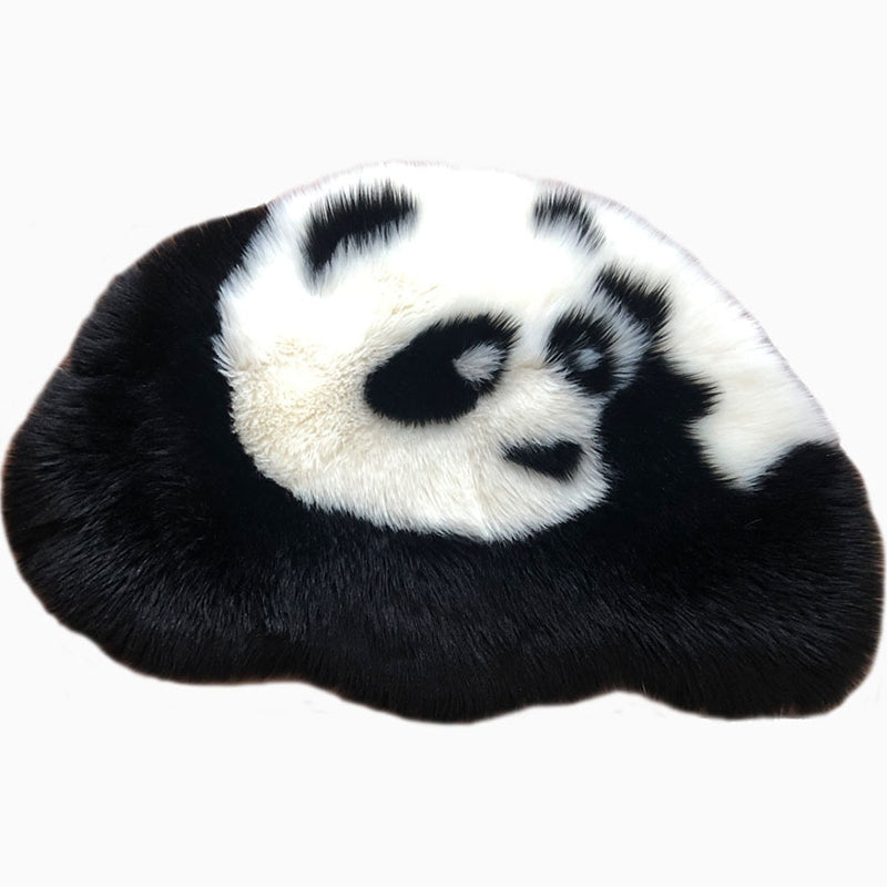 Fluffy Kids Rug Black and White Panda Pet Friendly Washable Anti-Slip Backing Rug for Child Room Clearhalo 'Area Rug' 'Rug' 2106597