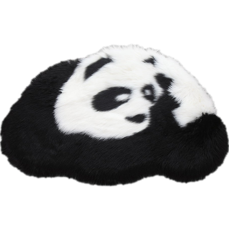 Fluffy Kids Rug Black and White Panda Pet Friendly Washable Anti-Slip Backing Rug for Child Room Clearhalo 'Area Rug' 'Rug' 2106598