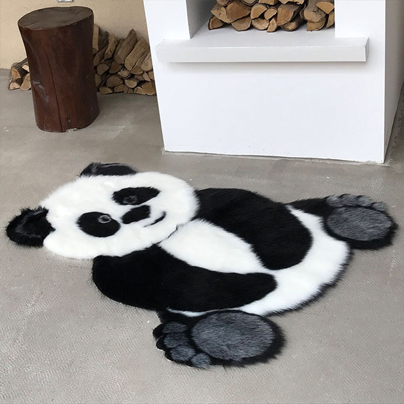 Unique Multicolor Modern Rug Synthetics Animal Skin Printed Rug Stain Resistant Pet Friendly Non-Slip Backing Rug for Bedroom White-Black 2'11