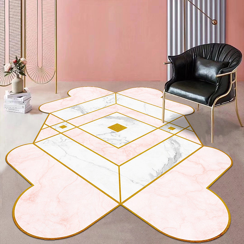 Unique Morandi-Color Geometric Shape Rug Synthetics Modern Rug Machine Washable Anti-Slip Stain Resistant Rug for Home Pink Clearhalo 'Area Rug' 'Rug' 2106665