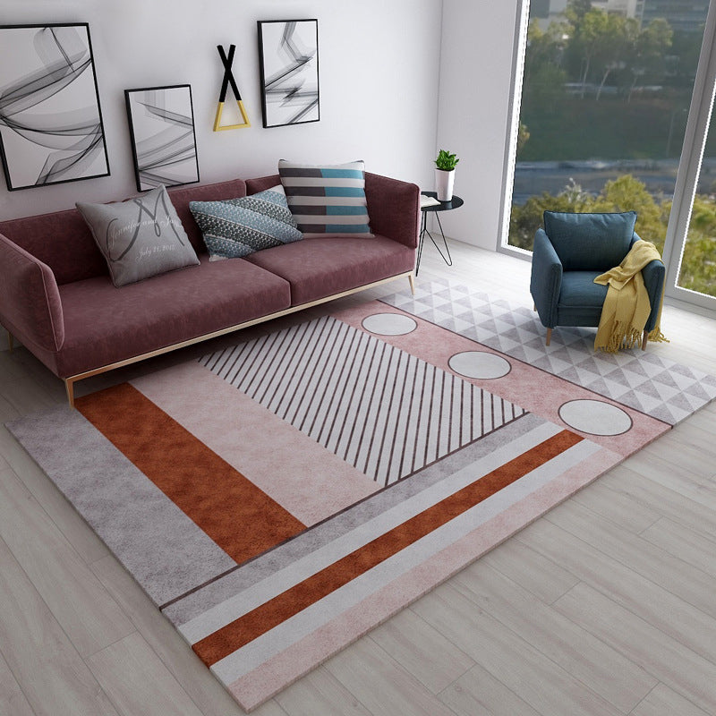 Chic Geometric Colorblock Rug Multi Colored Nordic Rug Polypropylene Anti-Slip Washable Pet Friendly Rug for Room Pink Clearhalo 'Area Rug' 'Rug' 2106683