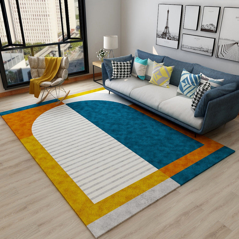 Chic Geometric Colorblock Rug Multi Colored Nordic Rug Polypropylene Anti-Slip Washable Pet Friendly Rug for Room Dark Blue Clearhalo 'Area Rug' 'Rug' 2106686