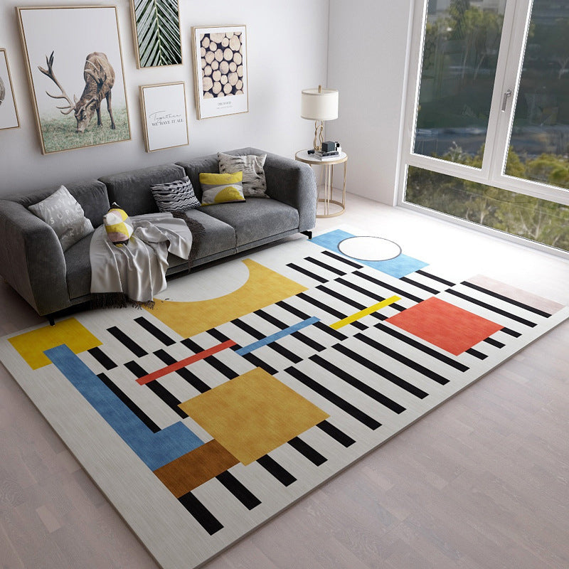 Chic Geometric Colorblock Rug Multi Colored Nordic Rug Polypropylene Anti-Slip Washable Pet Friendly Rug for Room Yellow Clearhalo 'Area Rug' 'Rug' 2106687